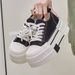 2025 Fall/Winter New Canvas Sneakers Pointed-Toe White Sneakers Chunky-Sole Casual Shoes_vogvips.com