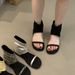 2026 Spring/Summer New Shoes: Women's Cowhide Suede Round-Toe Open-Toe Strap High-Top Flat Beach Sandals_vogvips.com