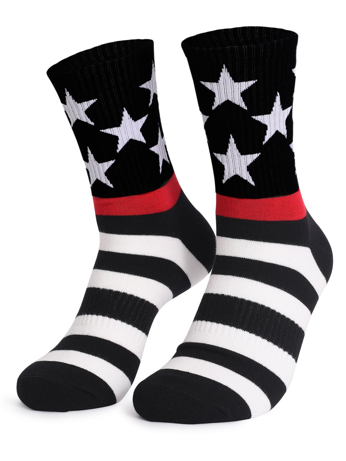 New American Flag Independence Day gift printed cotton men's and women's mid-tube socks_vogvips.com