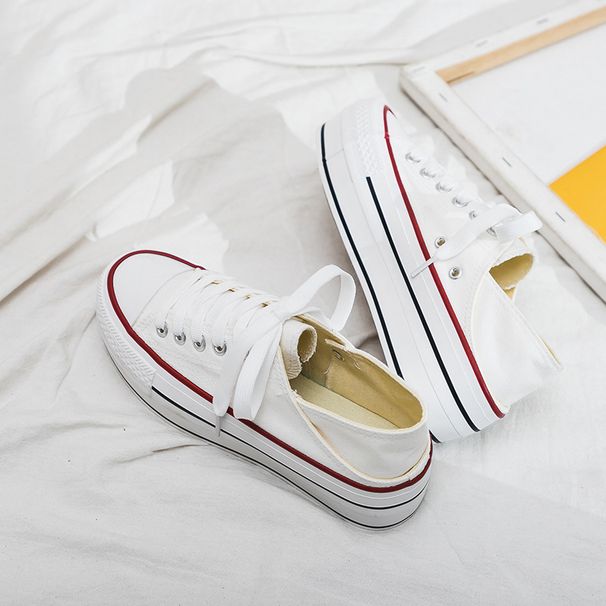 New Height Increasing Half Slip Canvas Shoes For Female Students Lazy Two Wear White Shoes For Female Version Casual 8117_vogvips.com