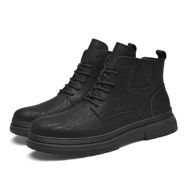 Large Size Thick-soled Tooling Martin Boots Men's Casual Hand-scratched Retro Velvet Snow Boots_vogvips.com