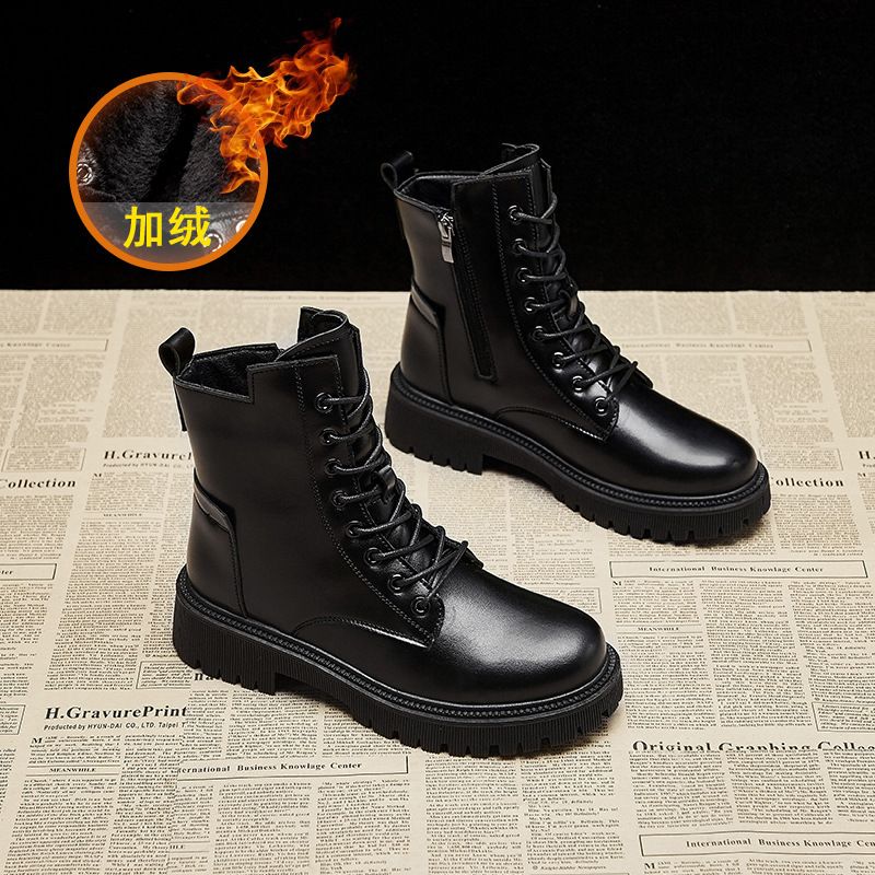 Ins Trend Martin For Women 2024 Autumn New British Style Short Thick Sole Student Internet Celebrity Motorcycle Casual_vogvips.com