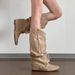 Super Soft Sheepskin~Brown Western Cowboy Versatile Wasteland Style Slouch Women's Internal Height Increase Slimming_vogvips.com