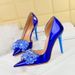 High Heels Light Luxury Women's Shoes Shallow Mouth Pointed Side Hollow Rhinestone Bow Single Shoes_vogvips.com