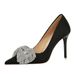 1983-H71 Wind Style Women's Water Diamond Bow Shallow Pointed Fine Ultra High Heels Single Shoes_vogvips.com