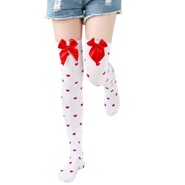 Red Lips Love Valentine's Day stockings will be over the knee stockings cute bow stockings_vogvips.com