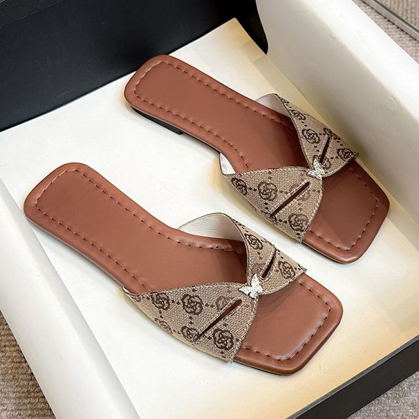 Women's Butterfly Rhinestone Slip On Sandals European And American Style Flat Sandals Open Toe Beach Shoes_vogvips.com