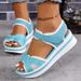 2025 Summer New Thick Bottom Color Blocked Sandals For Women, Comfortable And Casual, Velcro Slope Heel Large Women's_vogvips.com