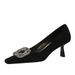6183-3K83 Fashion Banquet Women's Shoes With Thin High Heels, Suede Surface, Shallow Mouth Square Head Metal Water_vogvips.com