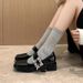 Spring 2025 New French Mary Jane Thick Heel, Straight Line With Rhinestones, Square Toe, Shallow Mouth, Single Shoe For_vogvips.com
