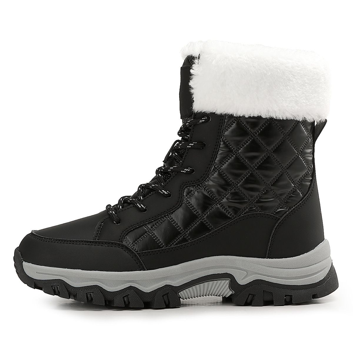 Women's Shoes Winter Snow Boots With Non-Slip Rubber Sole, High Top Leather Warm Shoes For Outdoor Travel And Daily Wear_vogvips.com