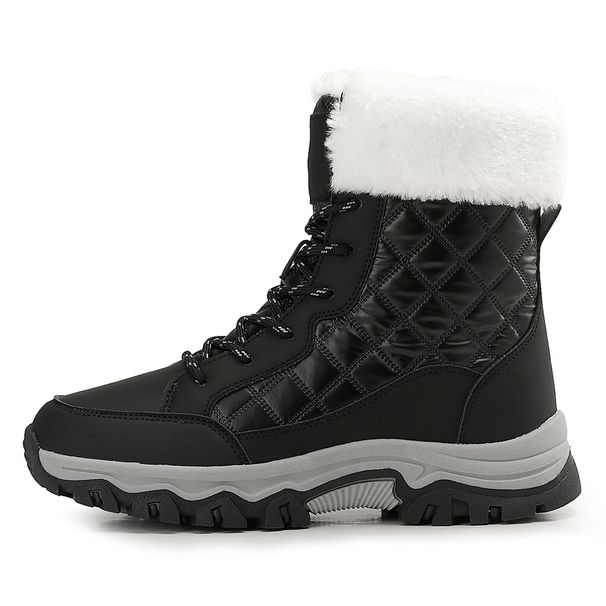 Women's Shoes Winter Snow Boots With Non-Slip Rubber Sole, High Top Leather Warm Shoes For Outdoor Travel And Daily Wear_vogvips.com