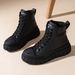 Four Seasons Thick Sole Heightening Women's Comfortable High Top Sports Shoes Daily Laced Black Casual Shoes_vogvips.com