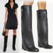 Vintage Thigh-high Boots With Large Barrel Circumference And Pointed Heels With Metal Lock Wedges_vogvips.com