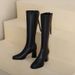 Black Long For Women, Chunky Slim Boots, 2025 New Autumn And Winter Leather Sexy Non-Slip High Heel Riding Boots_vogvips.com