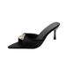Plus Size Satin High Heels Women's Stiletto Pointed Toe Rhinestone Embellished Summer Designer Fashion European American Style Versatile Slippers_vogvips.com