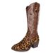 Women's Shoes Large Size Leopard Print Thick Heel High Top Cotton Boots Women Autumn And Winter New Embroidered High Top Fashion Snow Boots_vogvips.com
