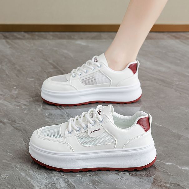 2026 New Mesh Breathable Summer Women's Shoes Korean Version Versatile Little White Shoes Platform Sports Casual Board Shoes Net Shoes Women_vogvips.com