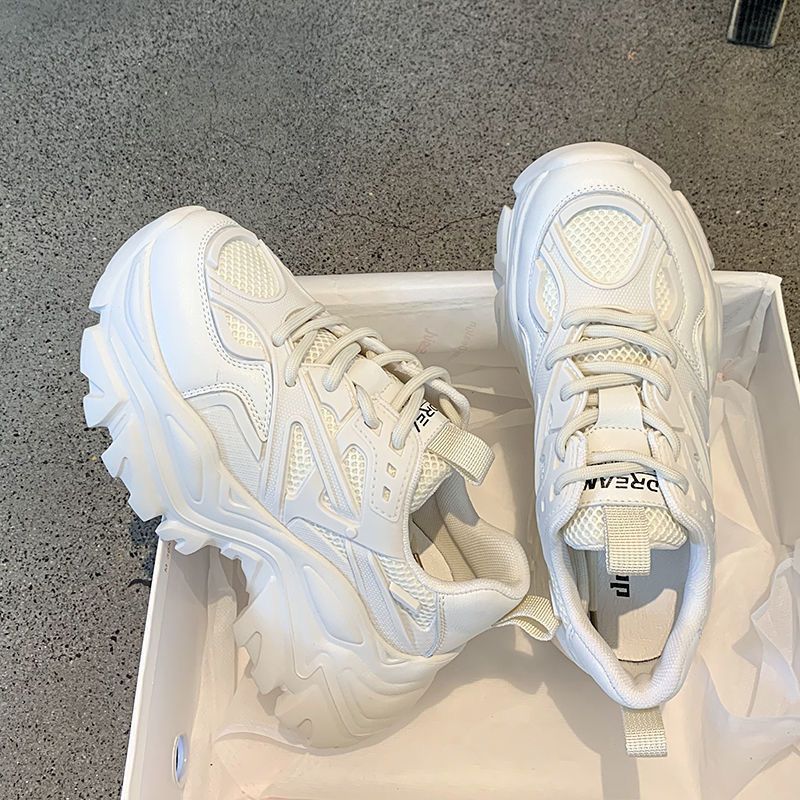 Explosive Street Thick Sole Dad Women's Breathable Mesh 2023 Spring And Autumn New Black Versatile Casual Sports Shoes_vogvips.com