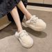 Niche Design Bag Head Fluffy Slippers For Women's Autumn And Winter Wear 2025 New Home Furnishing Piled Thick-soled Cotton Slippers For Women_vogvips.com