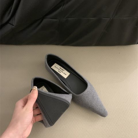 2025 Spring New Commuter Work Professional Comfortable Pointed Flat Bottom Melad Matte Single Women's Bean Shoes_vogvips.com