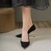 High heels women new spring and autumn suede temperament pointed thin heel shoes black_vogvips.com