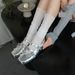 Spring Red Bowknot Small Shoes Women Spring And Summer Genuine Leather Retro Shallow Mouth Rivet Ballet Flats_vogvips.com