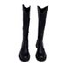 V-Cut Long Slimming Soft Leather Over-the-Knee High Petite Knight Stretch Slim Boots_vogvips.com