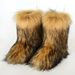 Women's Furry Boots Warm Shoes - Mid-Calf Raccoon Fur Winter Snow Boots_vogvips.com