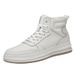 Men's Shoes Little White Shoes Sot-soled British High-top Shoes Casual Sports Shoes Warm And Velvet Large-size Board Shoes_vogvips.com
