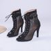Summer New Women's High Heel Peep Toe Stiletto Black Mesh Sexy Breathable European And American Large Size Sandals_vogvips.com