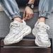 Summer mesh men's shoes breathable casual student sports running versatile Korean thick soled height enhancing white dad shoes_vogvips.com