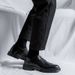 Euro Step 2025 Autumn Winter New Men's Pointed Casual Low-top Thick-soled Business Brogue Rubber Black Leather Shoes 1377-R_vogvips.com