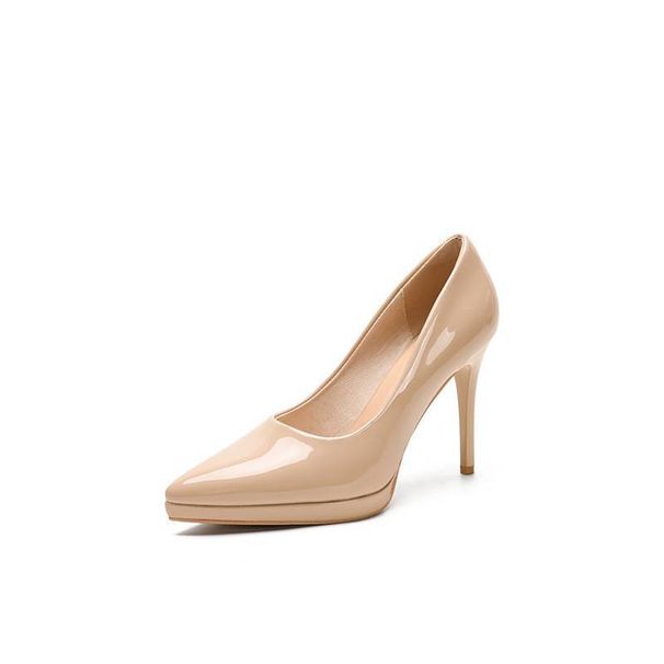 Waterproof Platform, Stiletto High Heels, Pointed Toe, Versatile, Shallow Women's Single Shoes, Patent Leather, Sexy Women's Shoes, Spring And Autumn_vogvips.com