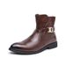 New Fashion Brown Retro Chelsea Boots Men's Pointed Toe Suit Martin Boots British Crocodile Pattern Business Men's Boots Leather Short Boots_vogvips.com