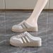 Women's Summer Outer Thick-soled Head-covering Half-slipper, Versatile Casual White Shoe, Breathable Lazy Mule Shoe_vogvips.com