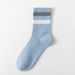 Men's Socks Spring And Autumn Mid Tube Socks Antibacterial Sweat Absorbent Breathable Spring And Autumn Boys Striped White Casual Men's Socks_vogvips.com