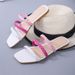 Plus Size Flat Woven Square Toe Women's Sandals Summer Color Block Casual Slip-On Shoes_vogvips.com