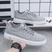 Men's Casual Canvas Shoes - Lightweight Breathable Slip-On Sneakers For Walking, Work & Daily Wear (Grey/Black)_vogvips.com