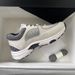 Thick Soled Dad Shoes For Women, Coarse Woolen Reflective Sneakers, Spliced Height Enhancing Lace Up Casual Shoes For Women_vogvips.com