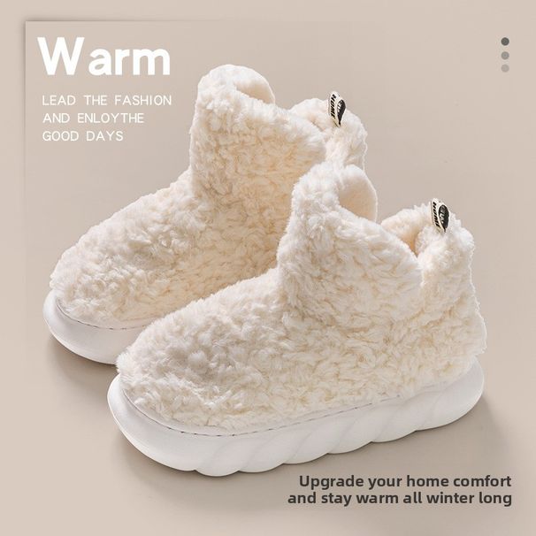 Stepping On Clouds Thick-Soled Snow Boots Winter Home Use Warm Maternity Fleece-Lined Thickened Non-Slip Cotton Shoes_vogvips.com