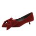2377-H106 Korean-style Elegant Suede Stiletto With Pointed Toe, Versatile Bow Design, Casual Low-heel Commuter Women's_vogvips.com