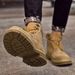 Top-Grain Leather Boots For Men, Winter Large-Size Martin Boots, Men's Outdoor Sports High-Top Shoes, Men's Yellow Work_vogvips.com