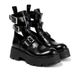 Cyndi Wang Style Fashion Round Toe Chunky Ankle Thick Sole Mid Heel Martin Breathable Hollow Belt Buckle Mid-Calf Boots_vogvips.com