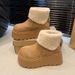 Women's Shoes Shaped Platform Snow Boots For Women, New Style, Petite, Height Increasing, Thick Soled, Fleece Lined, Extra Thick Cotton Shoes._vogvips.com