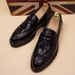Business Casual Leather Shoes For Men Thick Sole Height Increasing Trendy Korean Style Brogue High Heels With Tassels_vogvips.com