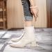 Genuine For Women 2022 New Soft Leather Spring And Autumn Single Pointed Toe 32 Fashion Chunky Heel Short Tube Back_vogvips.com