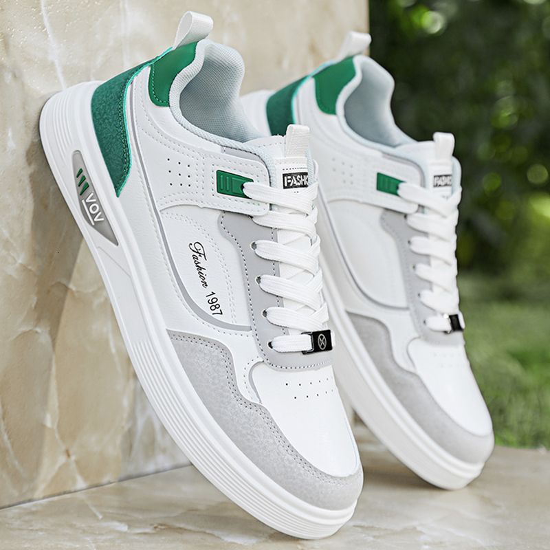 Men's Running Shoes White Grey Blue Color Block Low Top Sneakers Daily Outfit_vogvips.com