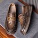 Leisure Carved Blok Bean Men's Genuine One Foot Kick Le Fu Toe Layer Cowhide British Leather Shoes_vogvips.com