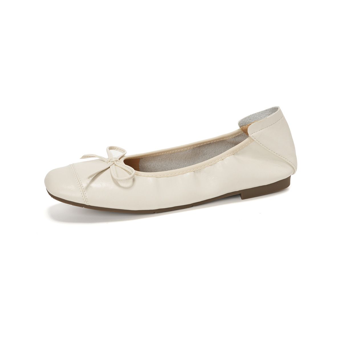 Square Head Bow Ballet Single Shoes Women's Flat-soled Laden Shoes French One-pedal Beanie Shoes_vogvips.com
